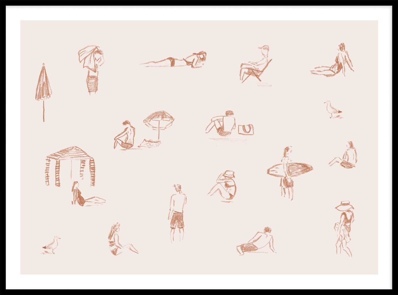 Blush Beach People (Landscape)