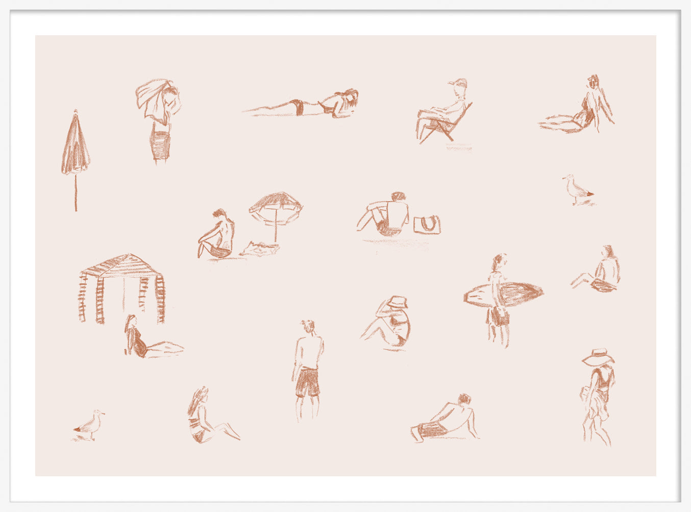 Blush Beach People (Landscape)